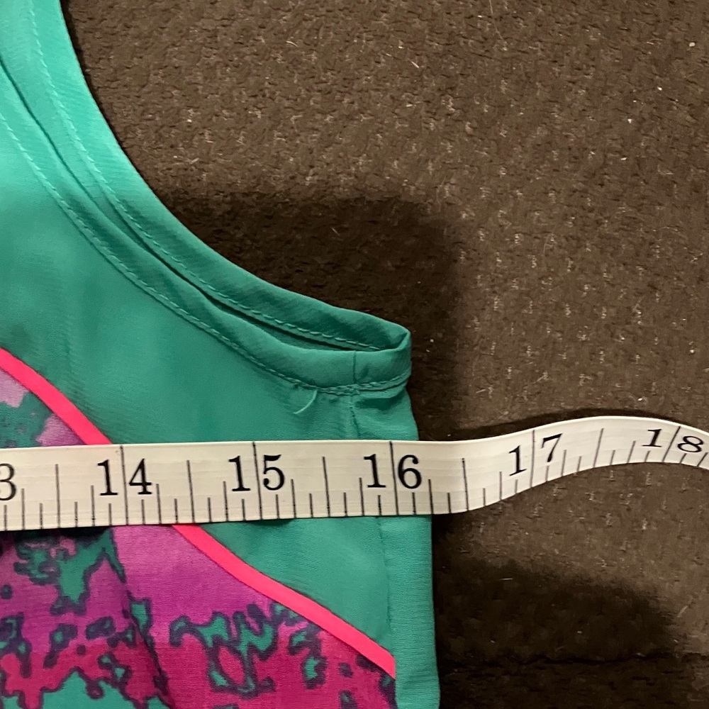 L'Amour Green Floral Mesh-Panel Tank with Pink Accents - Picture 7 of 9